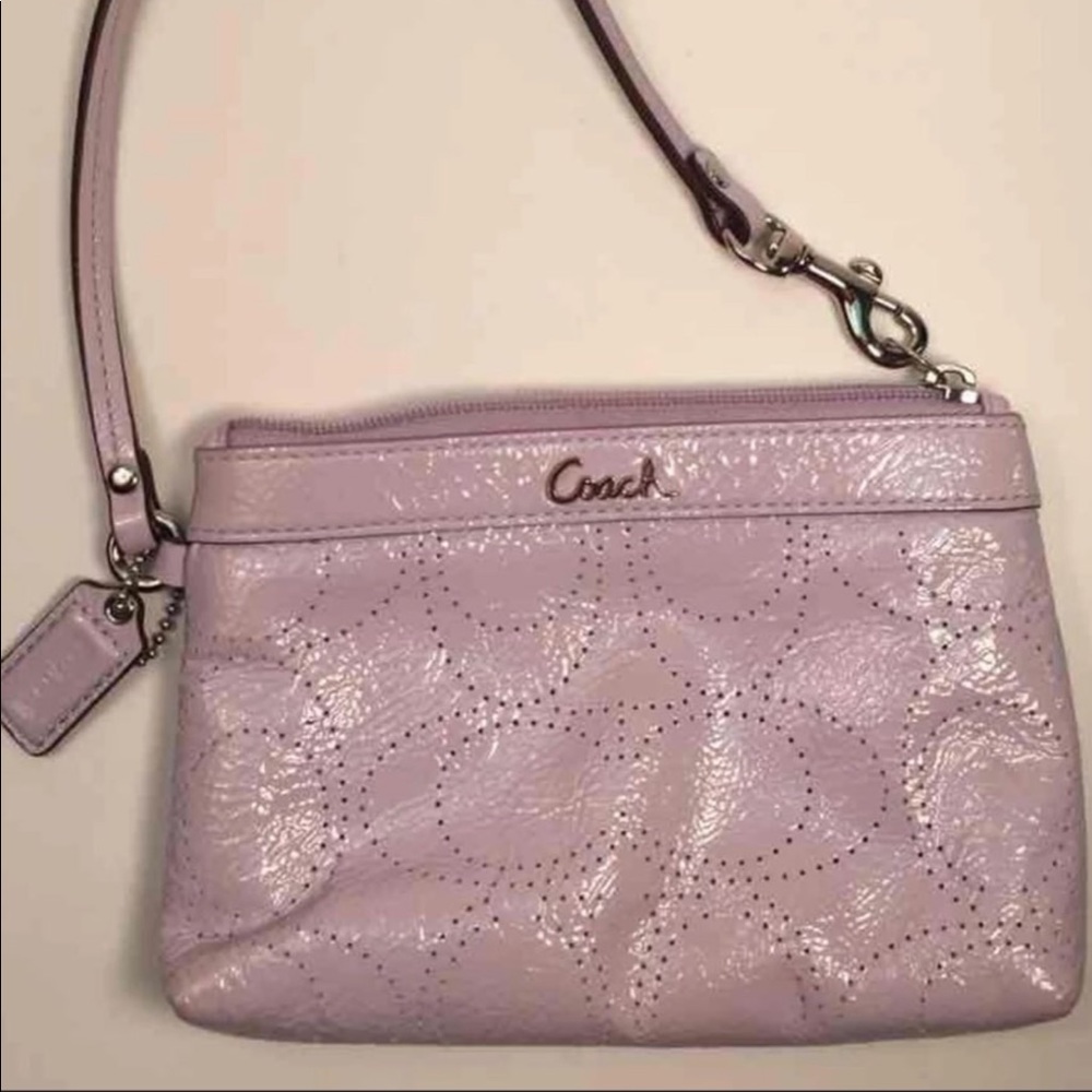 Coach Lavender Leather Wristlet Purse